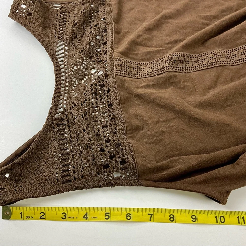 J.Jill Crochet details pima Cotton brown dress Size L - Picture 9 of 12